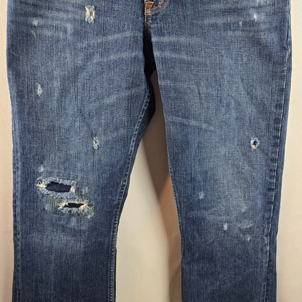 American Eagle Jeans Mens 30x30 Blue Bootcut Distressed 100% Cotton Denim Y2k